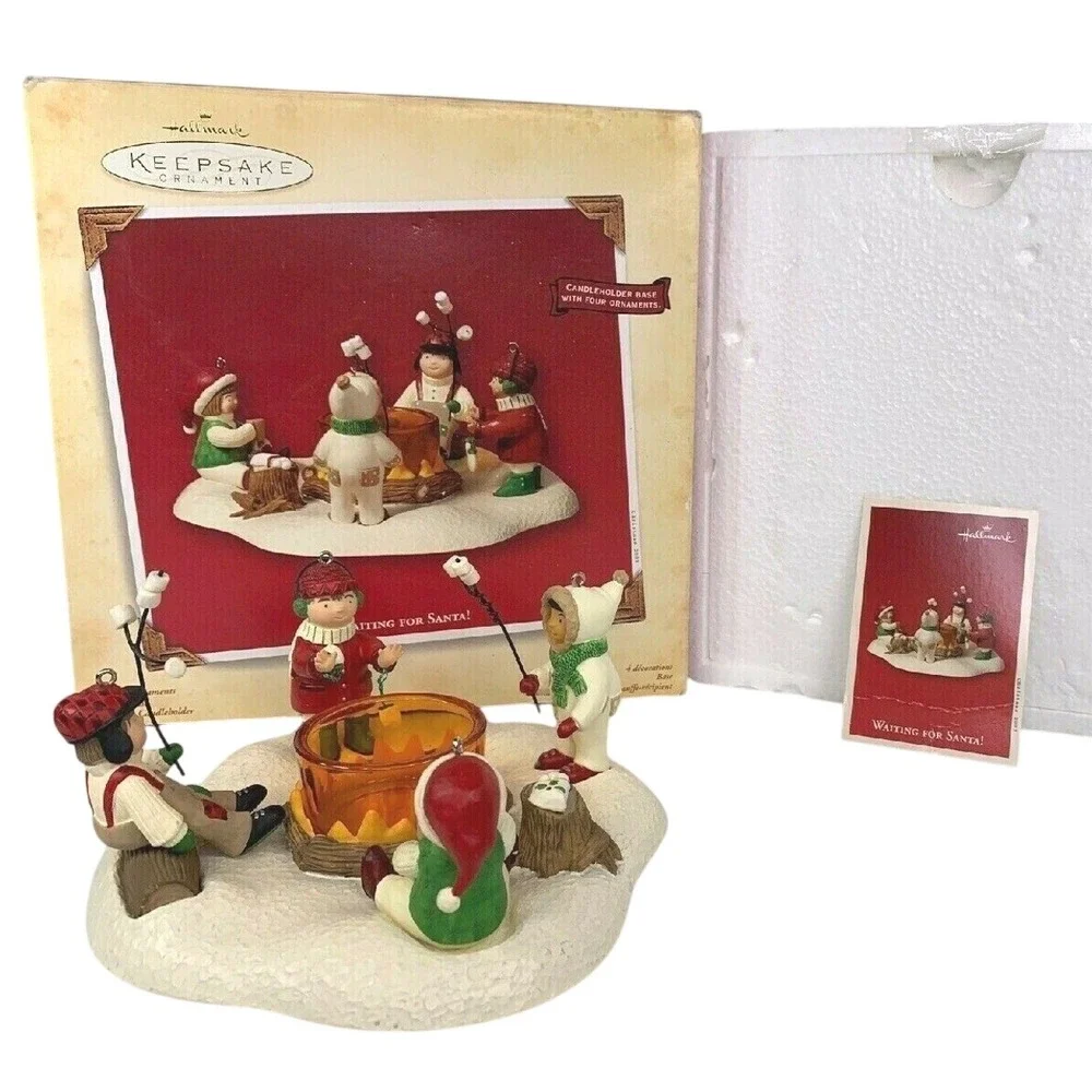Hallmark WAITING FOR SANTA! Keepsake Ornament 2003‎ Tea Light Holder 6 Piece Set